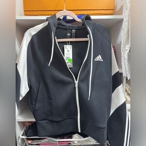 Adidas Black and White Hoodie with Zip